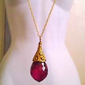 gold vermeil ans red topaz necklace